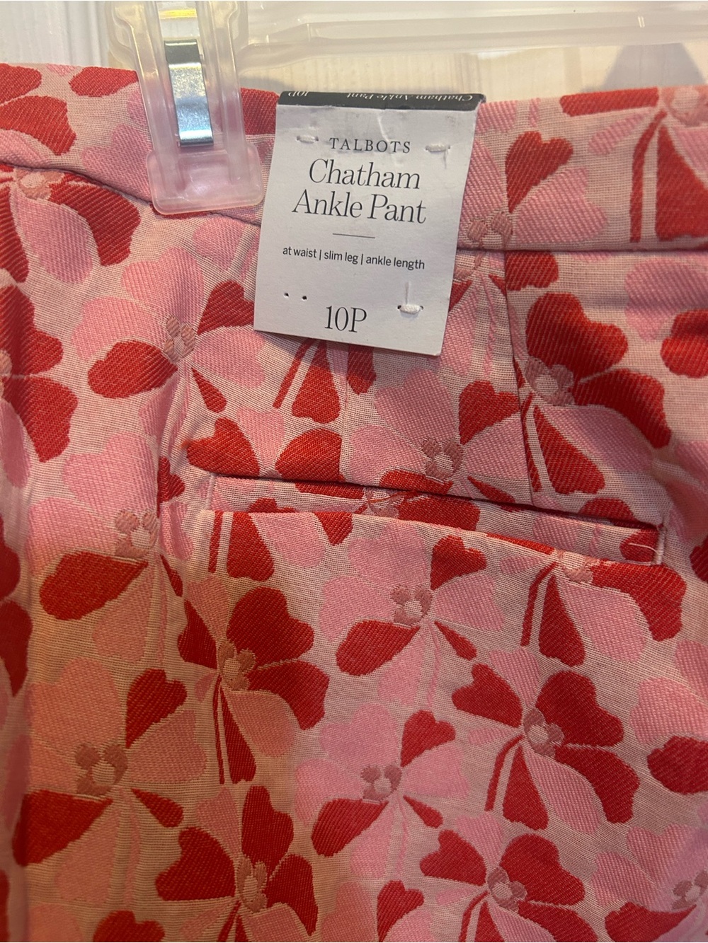 Talbots Pink and Red Floral Chatham Ankle Pants - women